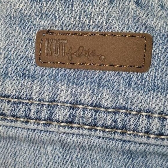 Kut from the Kloth Cameron Embroidered Logo Sz. 10‎ Straight Leg Blue Jeans - Picture 8 of 13